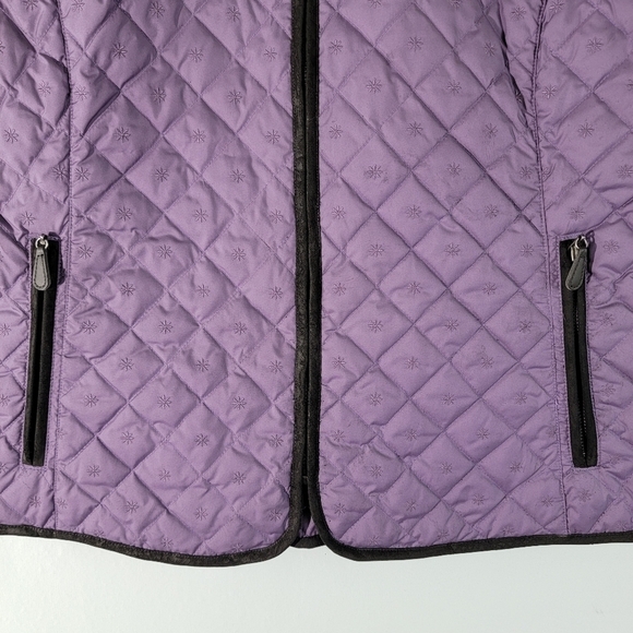 VTG Eddie Bauer Women's DOWN Fill Quilted Vest Sz L Purple Full-Zip Pocket - Picture 4 of 12